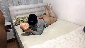 playing with hung latina guy bareback till he cums hard