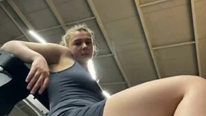 Watch Her Explode with Cum in the Crowded Public Gym!