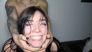 old guy dominates petite latina bookworm teen bending for rough doggystyle cum