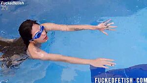 Skinny Latina Helen Star Strips Naked for Underwater Pool Tease