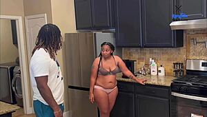 big booty stepmom home alone with stepson on new years sticks throbbing monster cock deep inside petite milf until creampie fills her belly