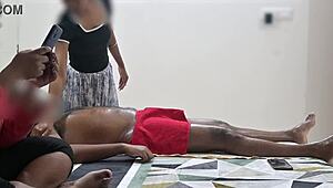 Customer lady watches happy ending cock massage unfold