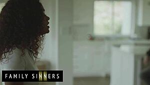 father-in-law licks and spanks ebony babe's wet pussy she moans