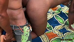 Holiday Bush Fuck with Curvy Ebony Bent Over Dripping Wet Pussy