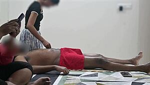 Customer lady watches happy ending cock massage unfold