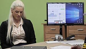 Loan4k agent can't wait to slam his cock into adorable Blanche's tight pussy during casting interview