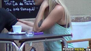 Spying on a teen COUPLE FUCKING hard through the window in public outdoor spot