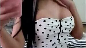 argie brunette shemale snaps selfies while shooting thick semen