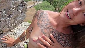 damiana flowers fucks brazilian ass publicly in european tourist castle