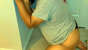 Kneeling Trans Sucks Massive BBC Dildo Deep