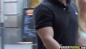 Spying on a teen COUPLE FUCKING hard through the window in public outdoor spot