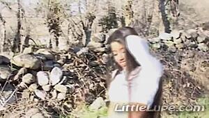 Little Lupe fingers shaved pussy outdoors wanna see her tease?