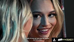 Stepsisters Chloe Temple and Lily Larimar sneak backstage for hot lesbian play