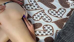 trident vibrator hits petite girl's g-spot for wild orgasms