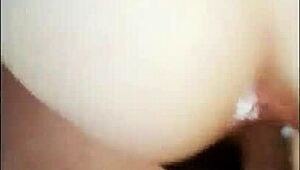 tinder girl shows bedroom round ass covered in cum