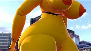 giantess TOY CHICA hunts for HUGE growth with furry toys