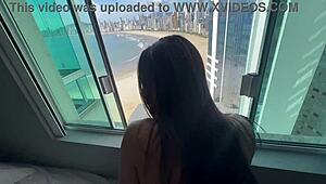 Waking Beach Brunette For Sheer Ass Pounding