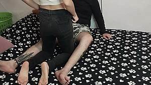 hot latina gulps down best friend's entire thick cock