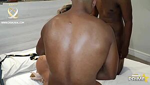 hot blonde takes facial cumshot from alex lima and black friends