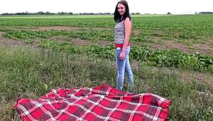 my first public cum blast on busty teen gipsy babe fucked outdoor