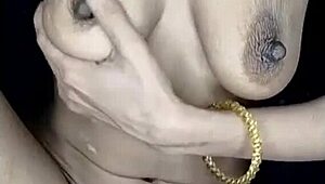 Real homemade first-time curvy milf leaks milk from big natural tits while moaning loud on camera.