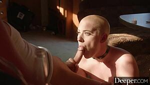 riley nixon drops to knees deepthroating his cock with sloppy titty fuck and facial blast