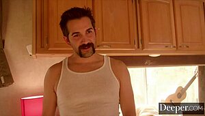 riley nixon drops to knees deepthroating his cock with sloppy titty fuck and facial blast