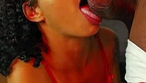 big black cock stretches my mouth then pounds tight ebony pussy rough