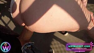 i bend my wife over, yank panties aside, slide deep in her wet pussy outdoors