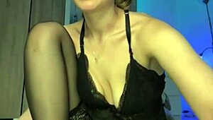 Blonde squirts wildly fingering wet pink pussy on cam, cumming hard with big tits bouncing everywhere!