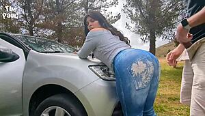 couldn't hold back, pounding this fat latina stranger's huge ass right in the public car 🚗🍑💦