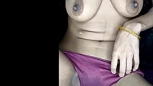 Real homemade first-time curvy milf leaks milk from big natural tits while moaning loud on camera.