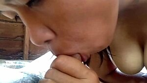 Pretty amateur pornstar sucks deepthroats tight wet shaved pussy until creampie orgasm in 1on1