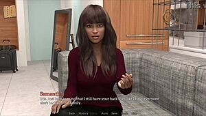 Relive the game with busty brunette's big tits on display