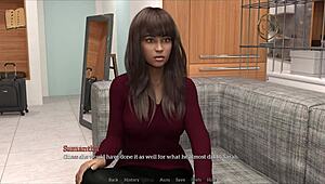 Relive the game with busty brunette's big tits on display