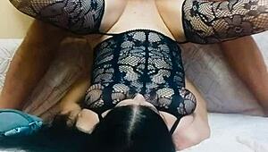 Mature wife spreads stocking-clad legs for rough homemade doggystyle assfucking!