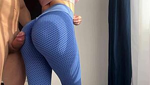 stepbro grinds my big ass in leggings right before gym time