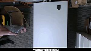 damn that tiny blonde riley star got caught shoplifting so mall cop rips clothes and fucks her tight ass with monster dick after deal