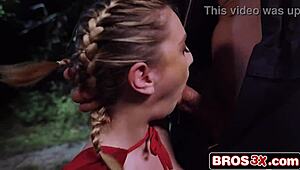 Picture this 18+ red riding hood in halloween costume getting playful with friends all night long