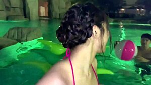 Hina frolics at hotel night pool