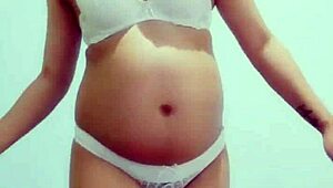 real pregnant latina gets horny outdoors fingering her wet pussy!