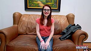 watch cute ginger dezi rae gag deep on dildo before fingering her soaked pussy?