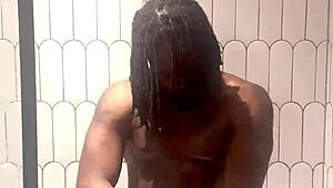Oiling up my body in the steamy shower now!