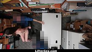 Teen shoplifter lexi lovell caught stealing so officers blackmail her into tight pussy threesome pounding