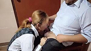 Whoa this peruvian teen gets bent over fucked hard after class! 😈🍑