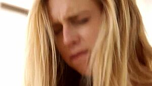 Hot blonde wife Taylor White greets husband by sliding onto his monster cock pussy-first