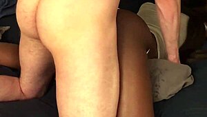 White Hands Glide Over Black Teen Booty Before Deep Thrusts