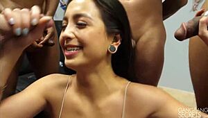 Too Rough for You? Mi Ha Takes Gangbang Creampie