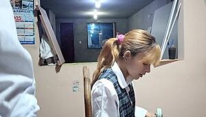 Whoa this peruvian teen gets bent over fucked hard after class! 😈🍑