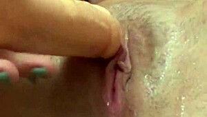 Natalia Starr Drills Dildo Deep In Her Shaved Wet Puffy Pussy